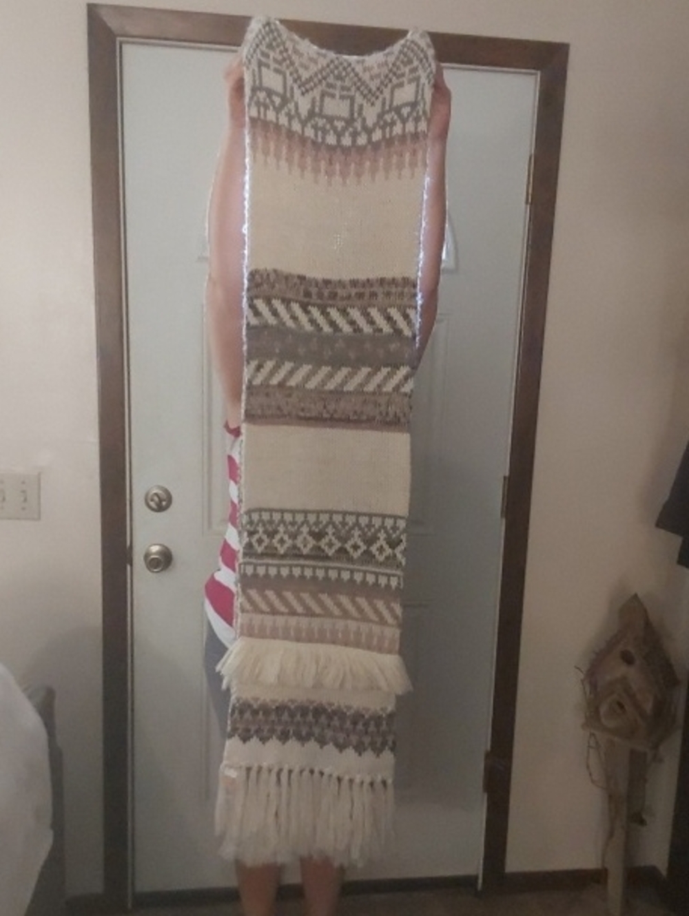 American Eagle Outfitters Cream, Mauve and Brown Woven Scarf